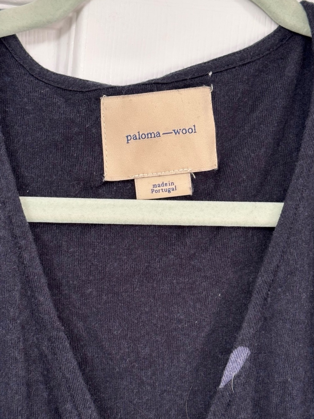 Paloma Wool Navy Wrap Midi Dress with Lavender Line Faces - Picture 4 of 8